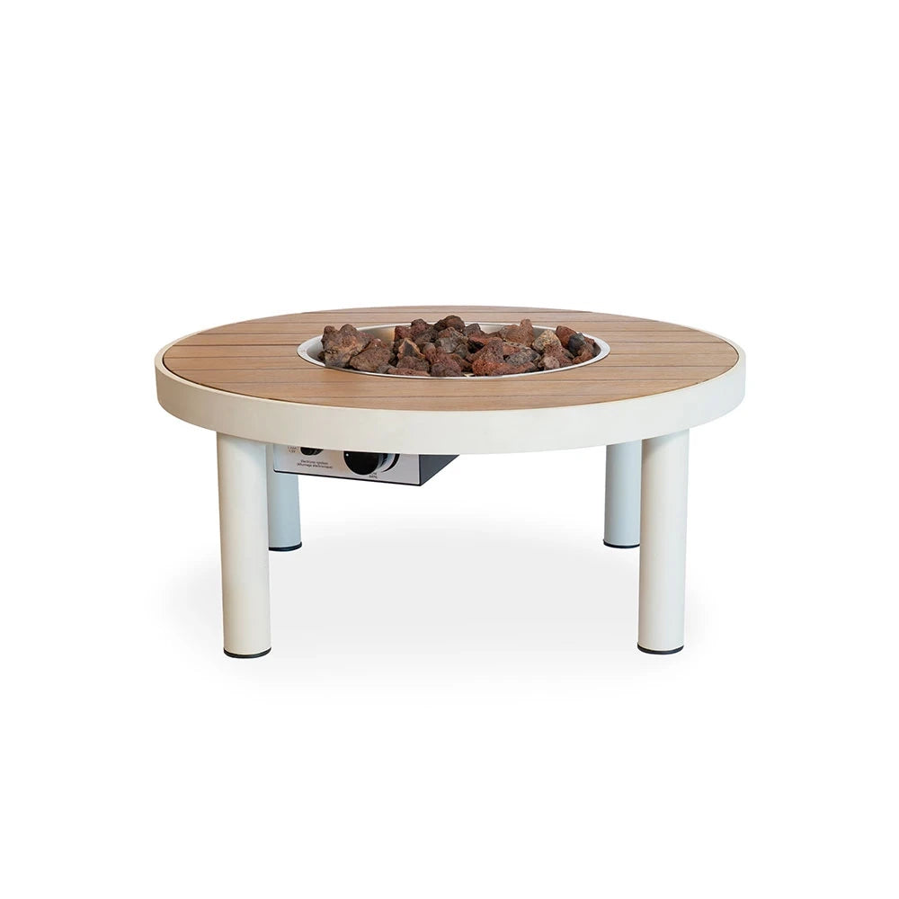 Riviera 80 Oyster Beige – Tavolo con Braciere a Gas Rotondo