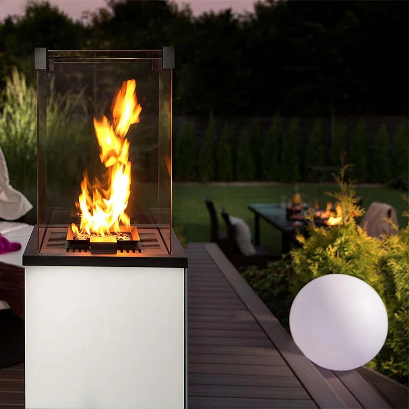 Caminetto a gas da esterno Deluxe Patio con telecomando - Bianco