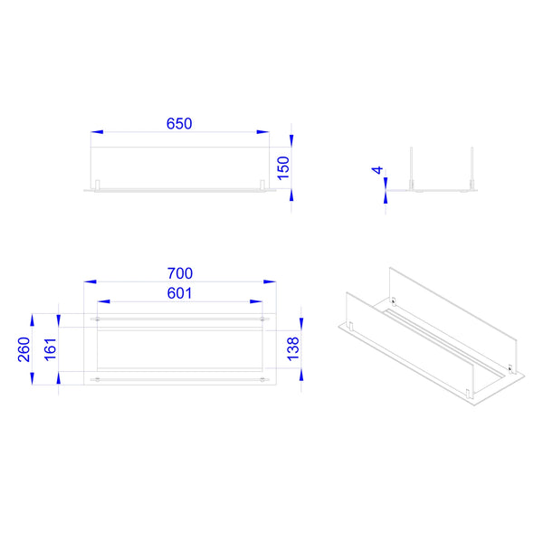 Profilo da incasso per bruciatore - 60 cm
