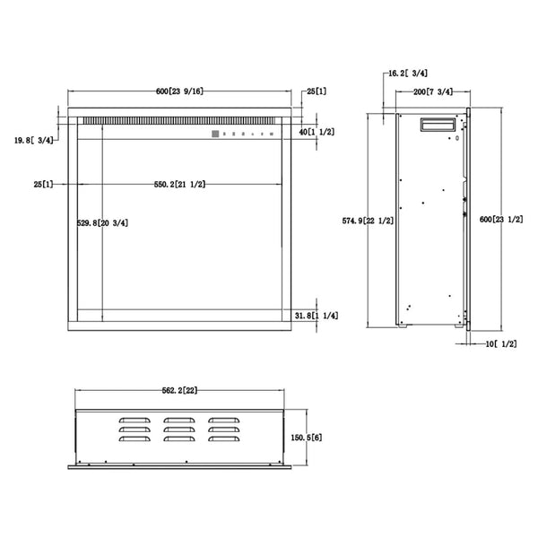 Aflamo 24\" Quadrato (60 × 60 cm) - Inserto Elettrico 3D