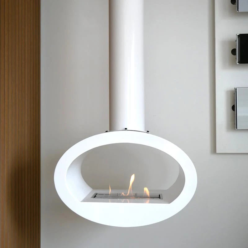 Toronto Bianco - biocamino da soffitto con vista su 2 lati