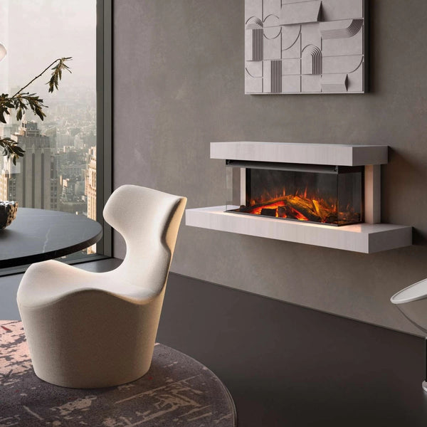Caminetto elettrico da parete Lumen 870 – Gesso