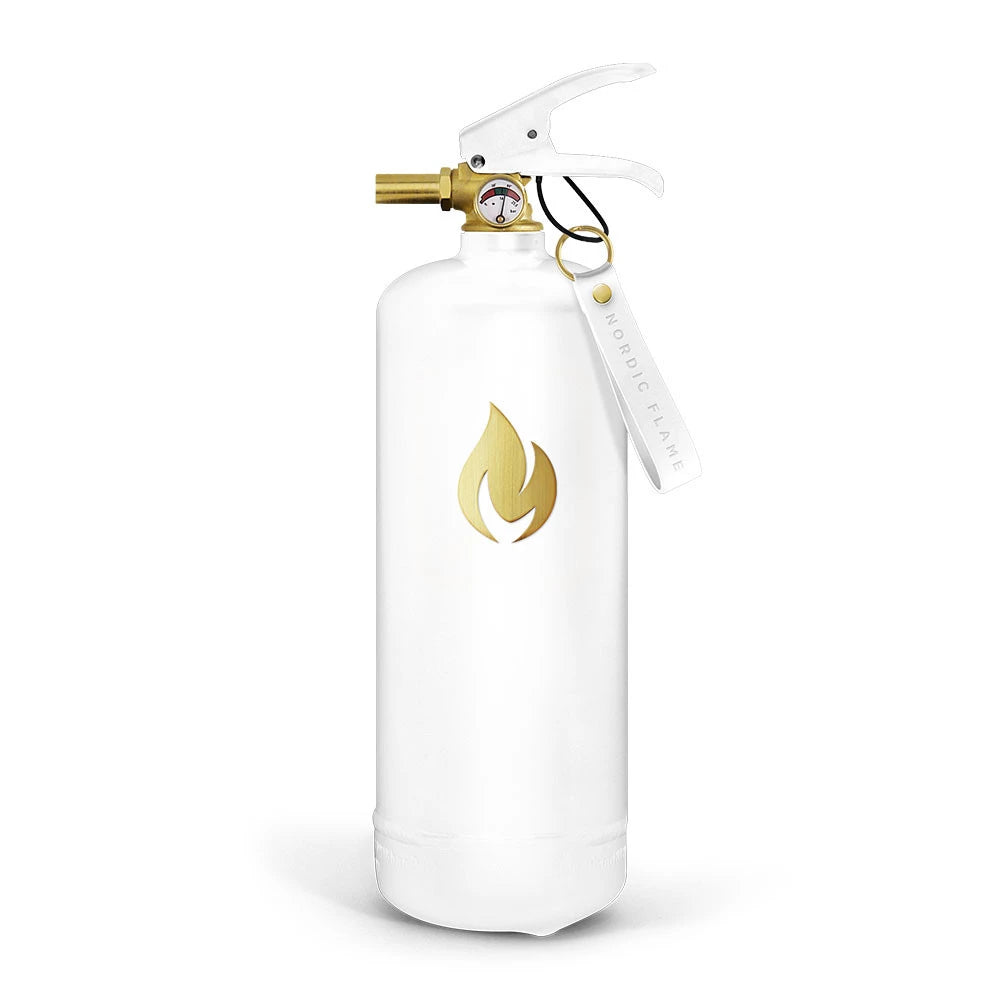 Estintore bianco da 2 kg con logo dorato