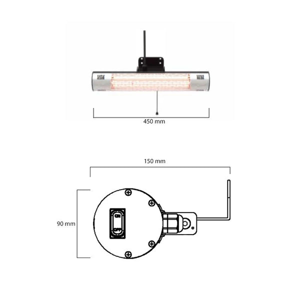 Riscaldatore a parete da esterni - 1500 W