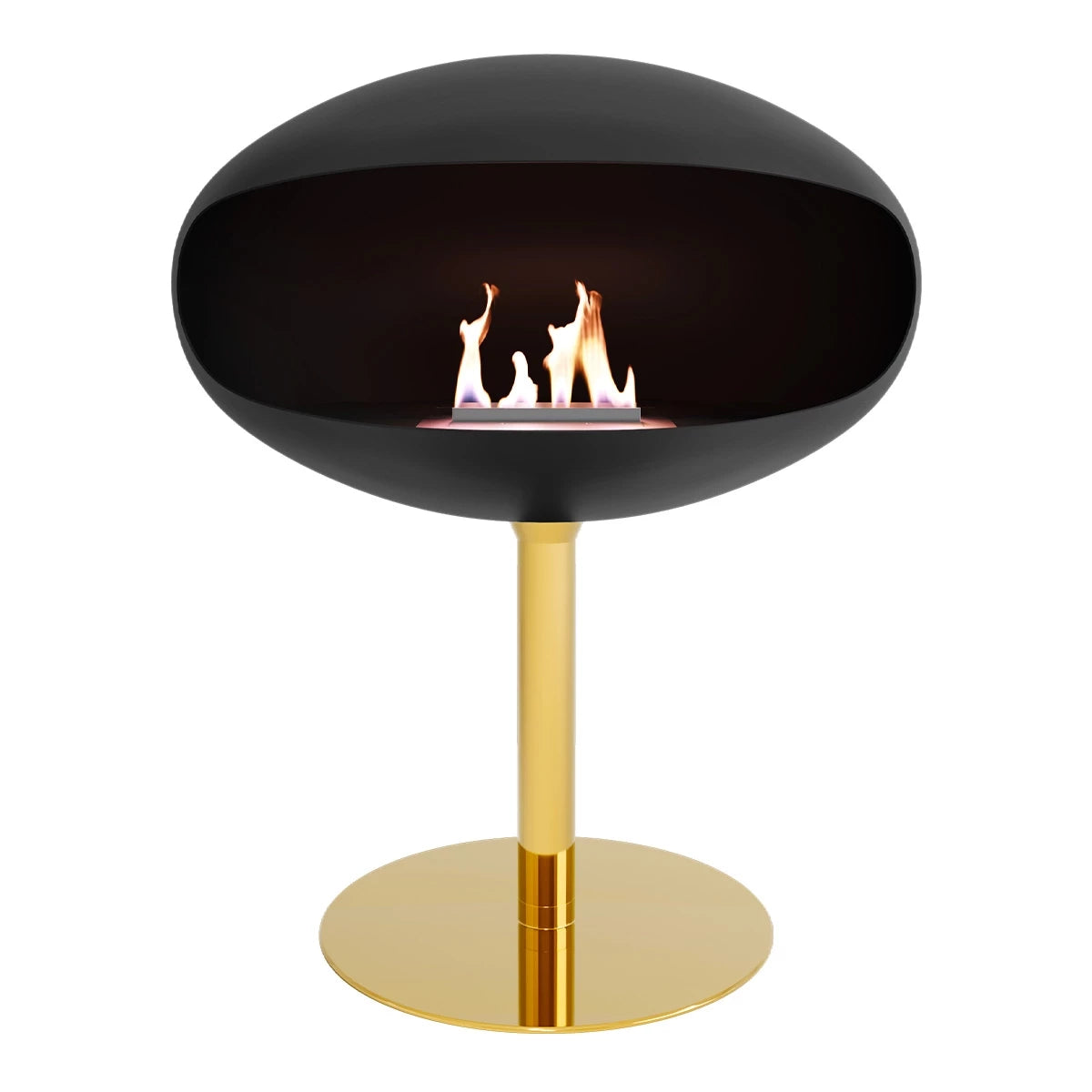 Cocoon Pedestal - Biocamino da Terra Nero + Base in Ottone