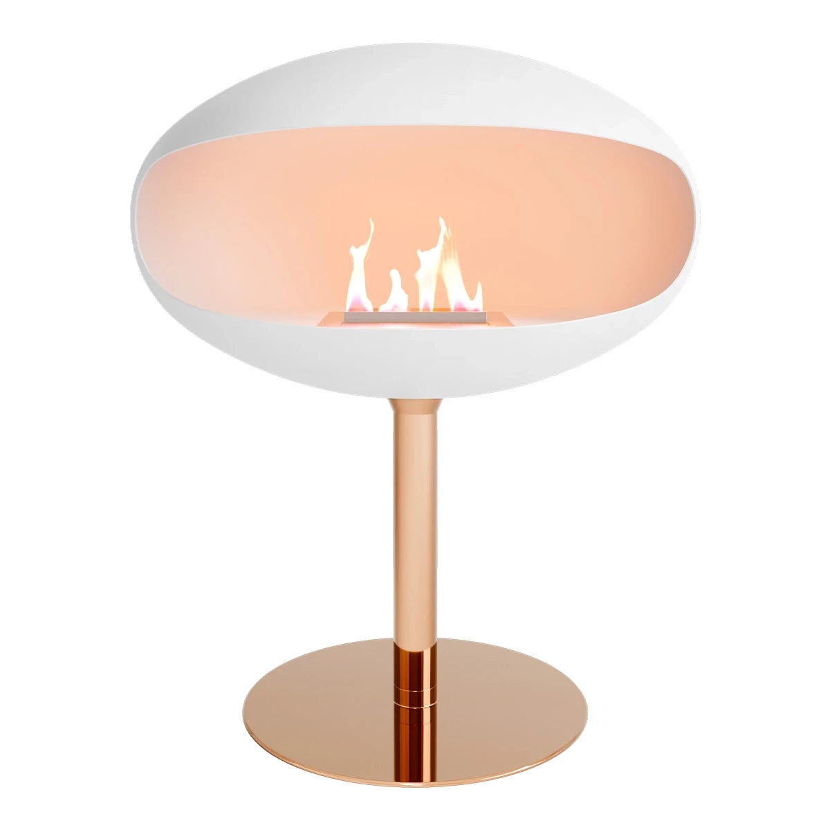 Cocoon Pedestal - Biocamino da Terra Bianco + Base in Rame