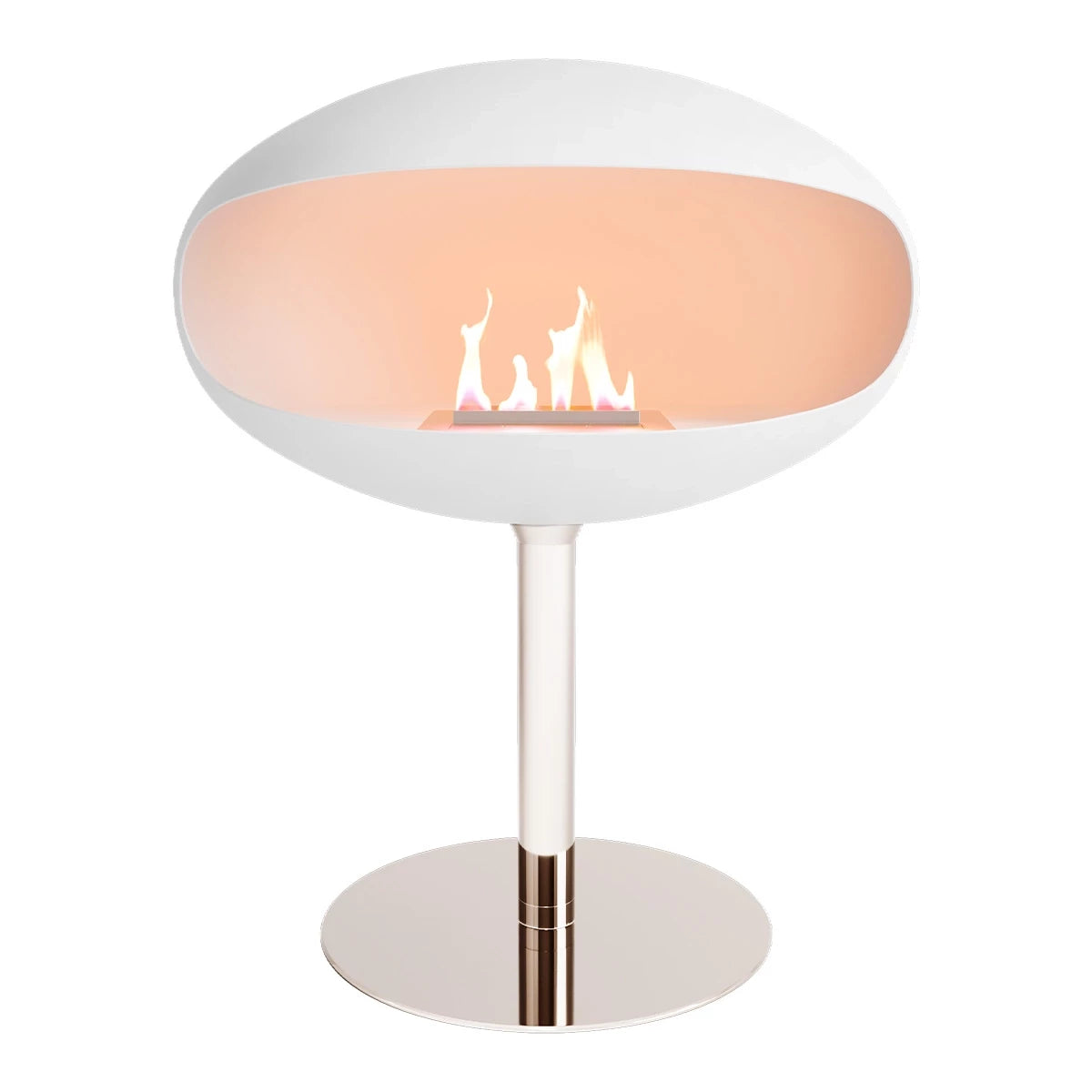 Cocoon Pedestal - Biocamino da Terra Bianco + Base in Acciaio