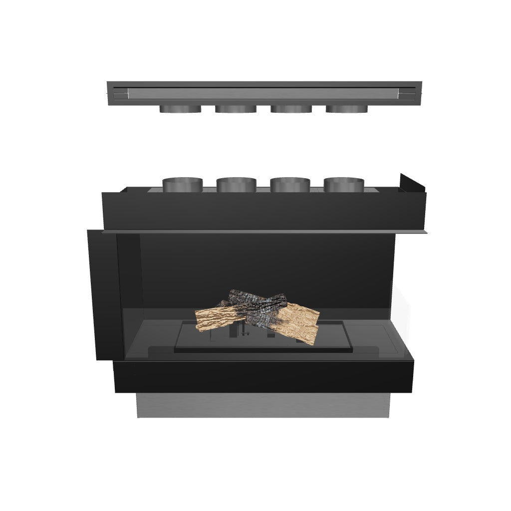 Flogs Box 1000 Angolo Destro (Ventilazione Interna) - Caminetto a Bioetanolo