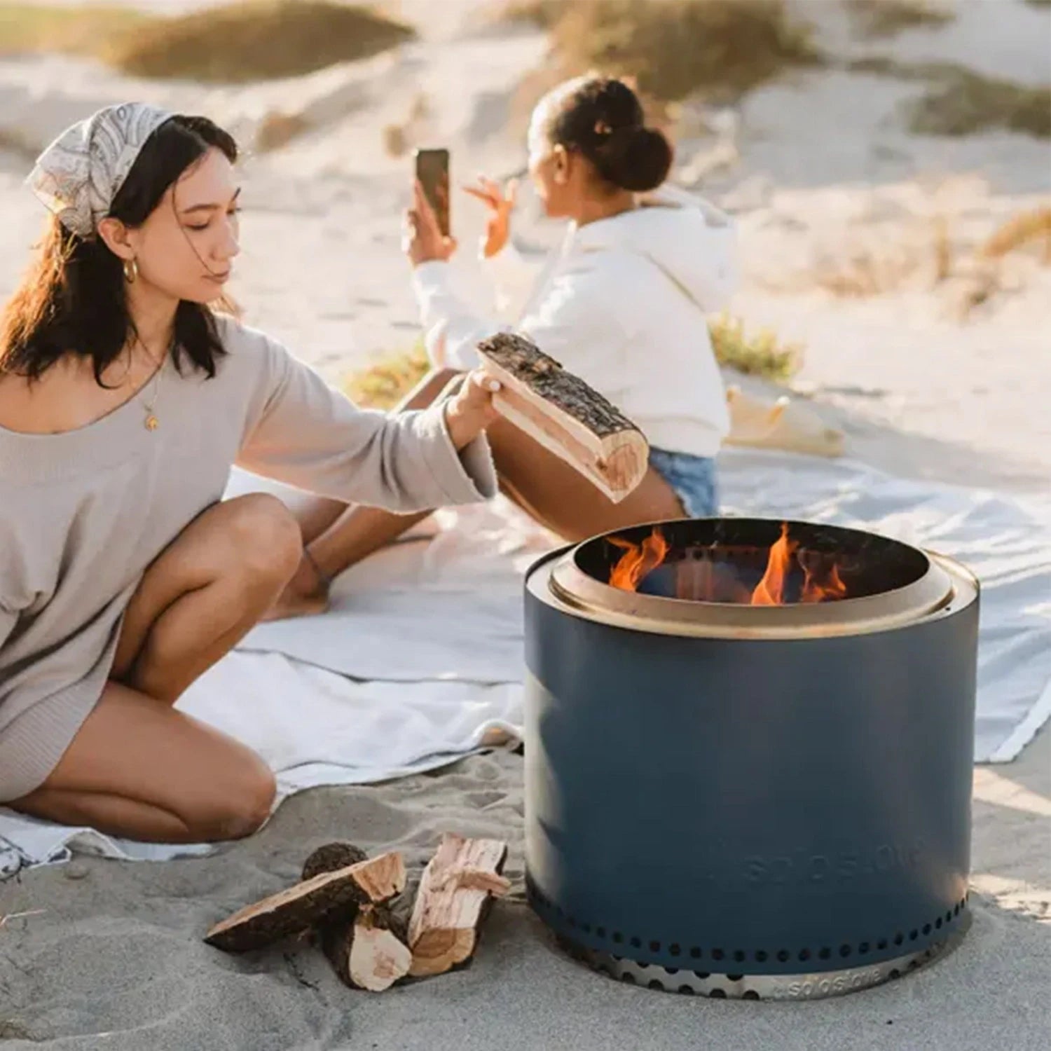 Bonfire + Stand 2.0 - Braciere senza fumo - Blu Petrolio
