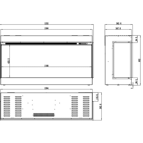 Aflamo Superb 120 cm - Camino Elettrico 3D