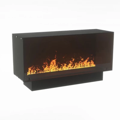 EASYCOMFORT Camino Elettrico da Incasso a Terra con Timer, Fiamma e  Temperatura Regolabile, 80x21.6x67.8 cm, Nero